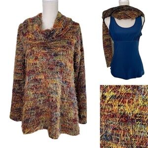 MiracleBody MIRACLESUIT Textured Cowl Neck Fiesta Sophie Sweater shaggy Size L